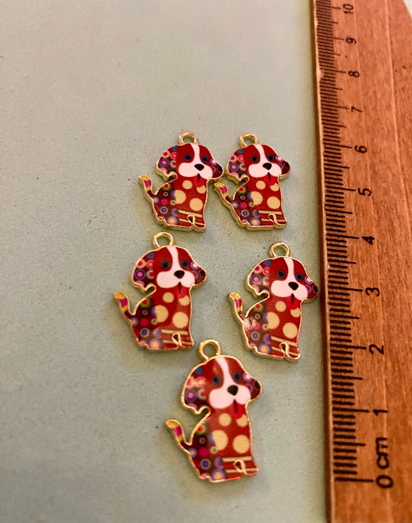 5 x Cute Dog Charms 15mm