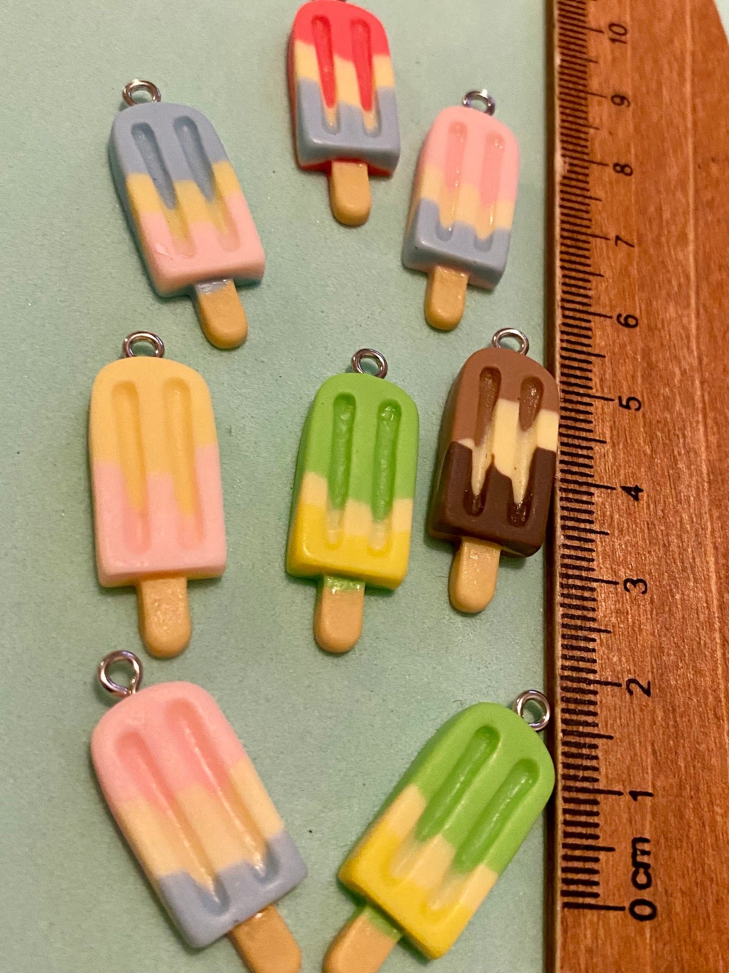 8 Ice Lolly Charms 30mm