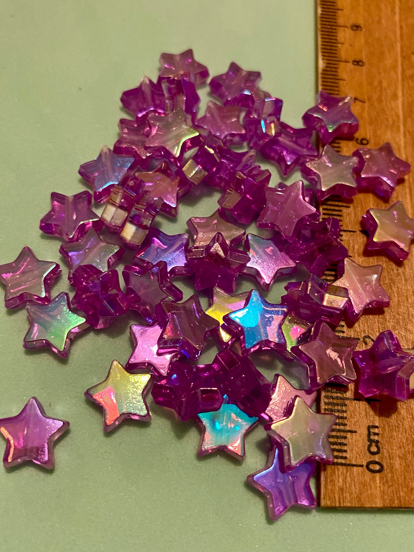 50 Iridescent Star Shaped Beads in a choice of Colours