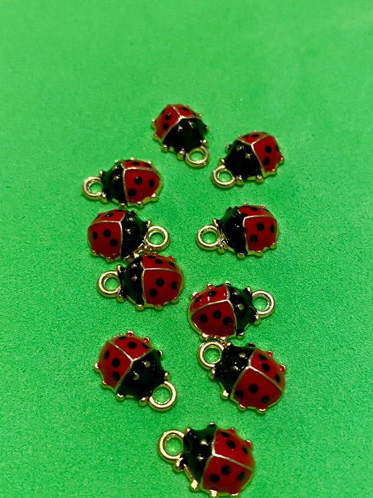 10 Ladybug Charms in Gold or Silver Colours