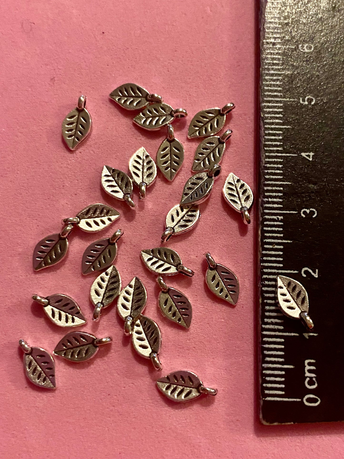 25 Silver Metal Leaf Beads 10mm Suitable for Jewellery and  Crafting