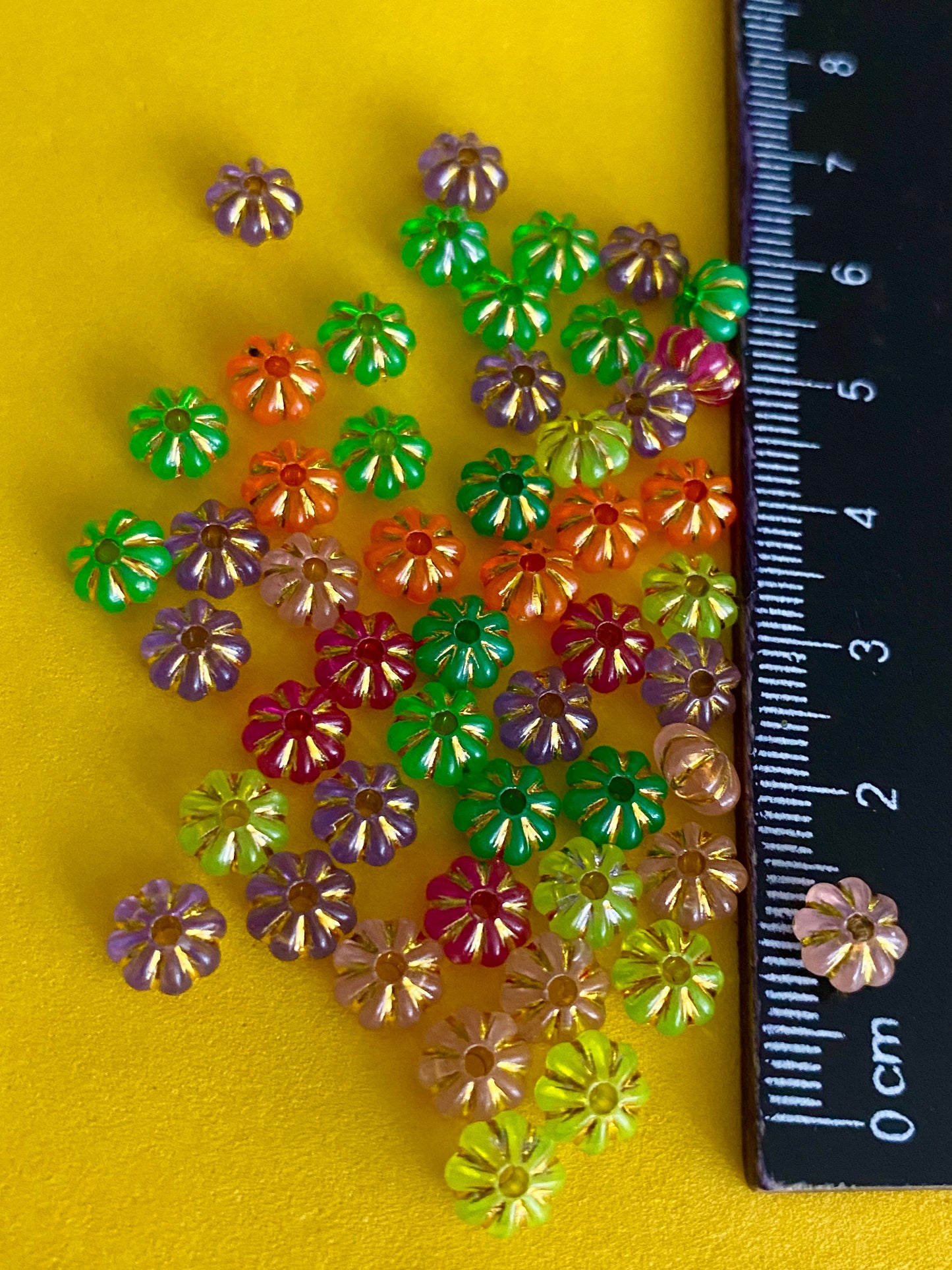 50 Multicoloured Pumpkin Shaped Beads