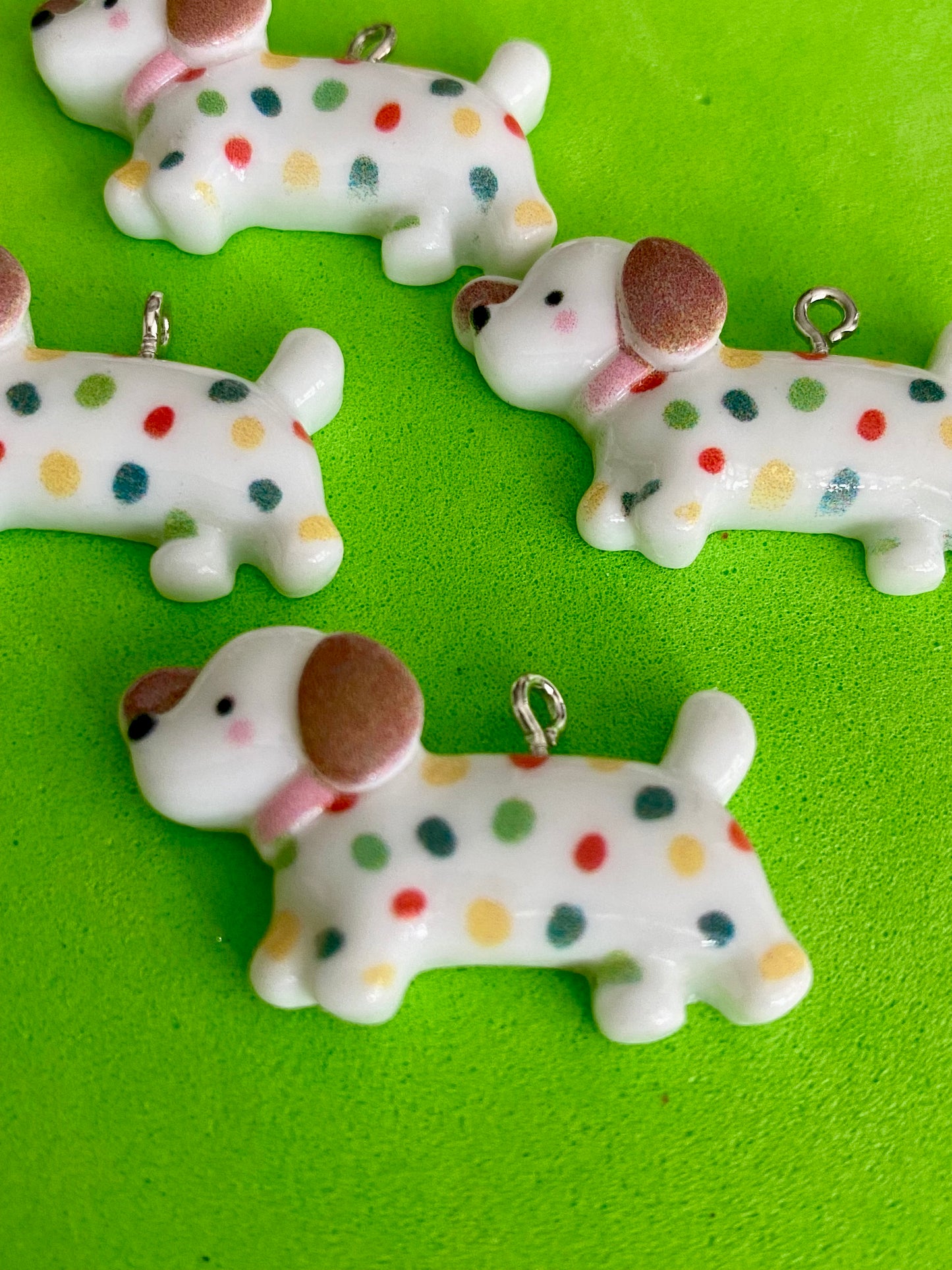 4 Super Spotty Puppy Dog Charms 32mm