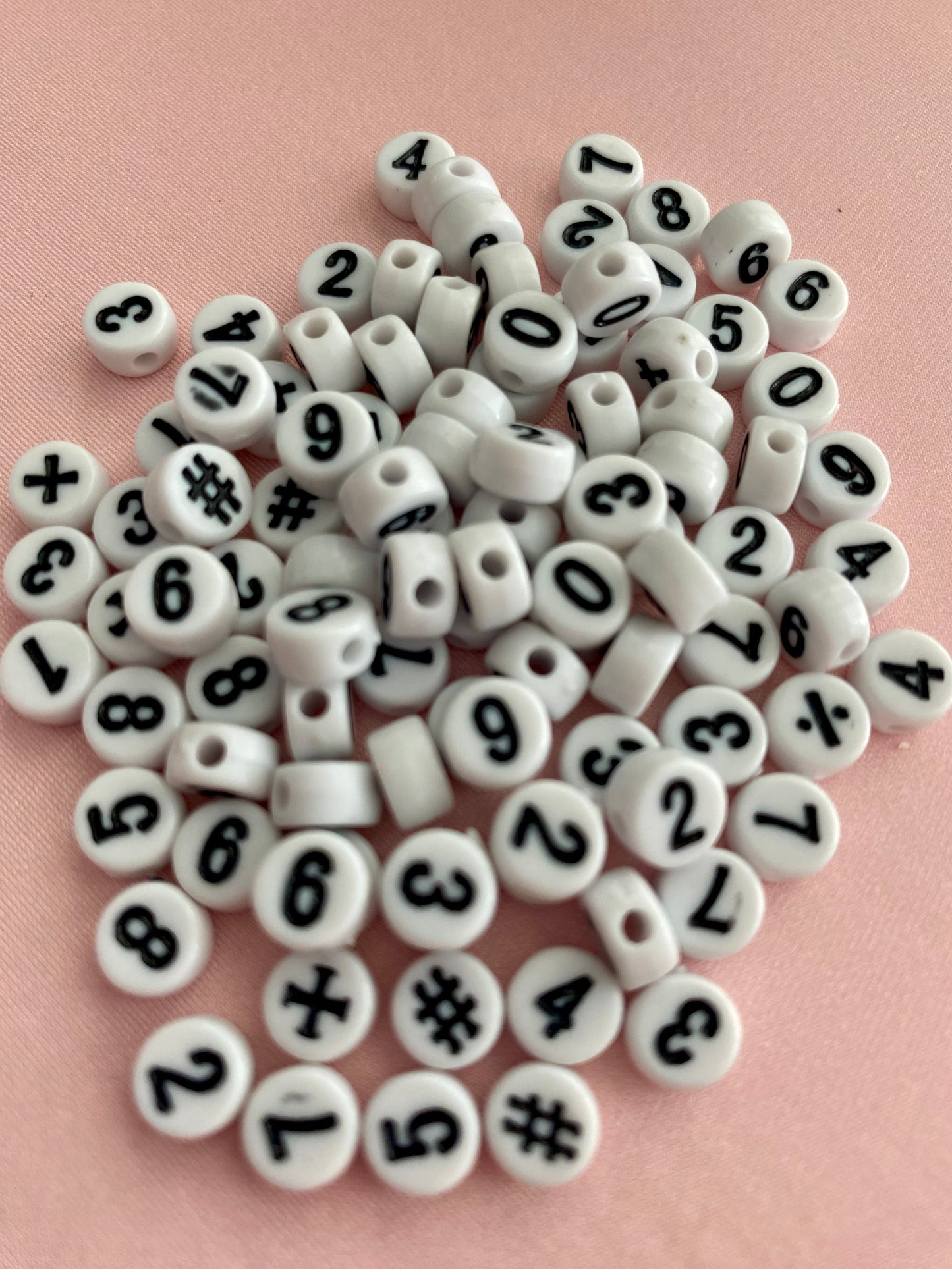 100 Black and White Number Math Beads Suitable for Jewellery DIY