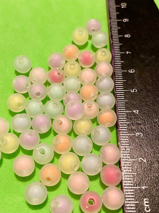 50 x Frosted Beads in Multicolours 8mm