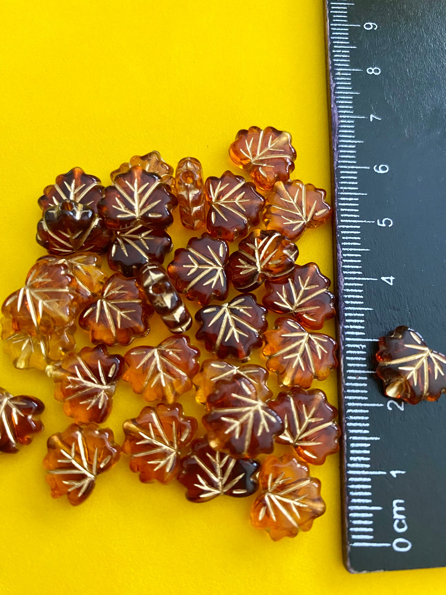 30 x Maple Leaf Beads In Brown and Green 12mm Suitable for jewellery making