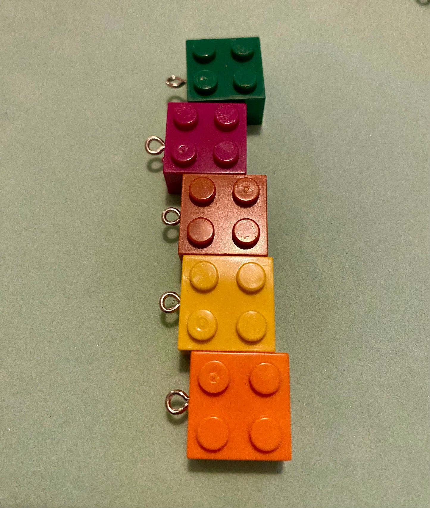 5 Assorted Coloured Brick Charms