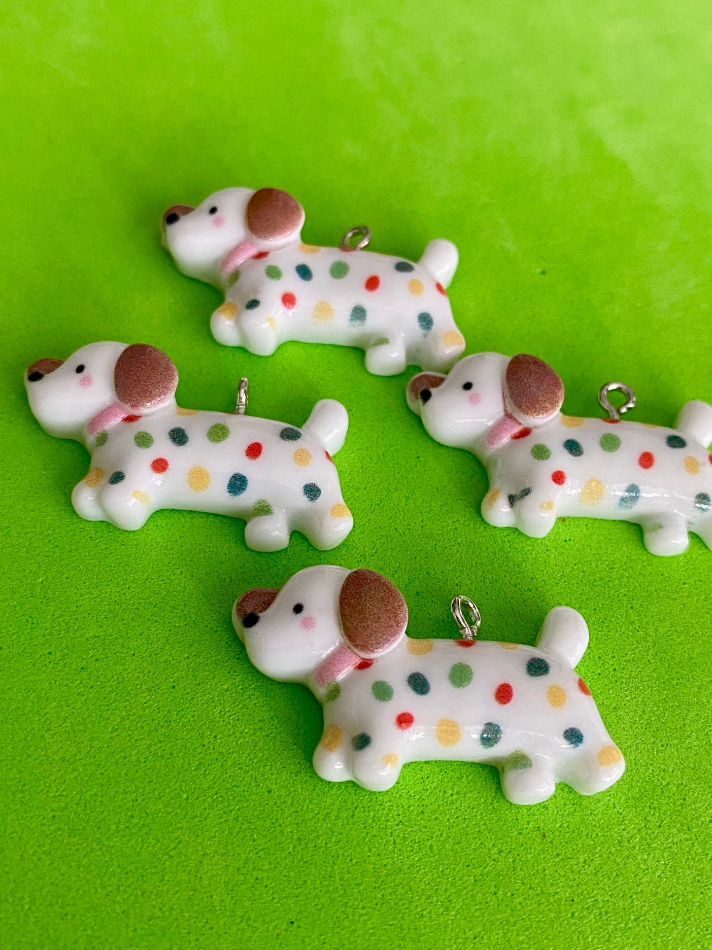 4 Super Spotty Puppy Dog Charms 32mm