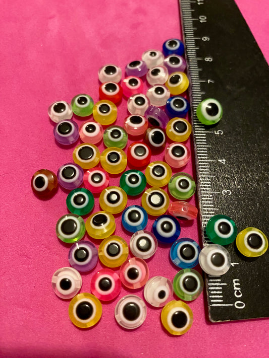 50 x Assorted Coloured  Devil Eye Beads