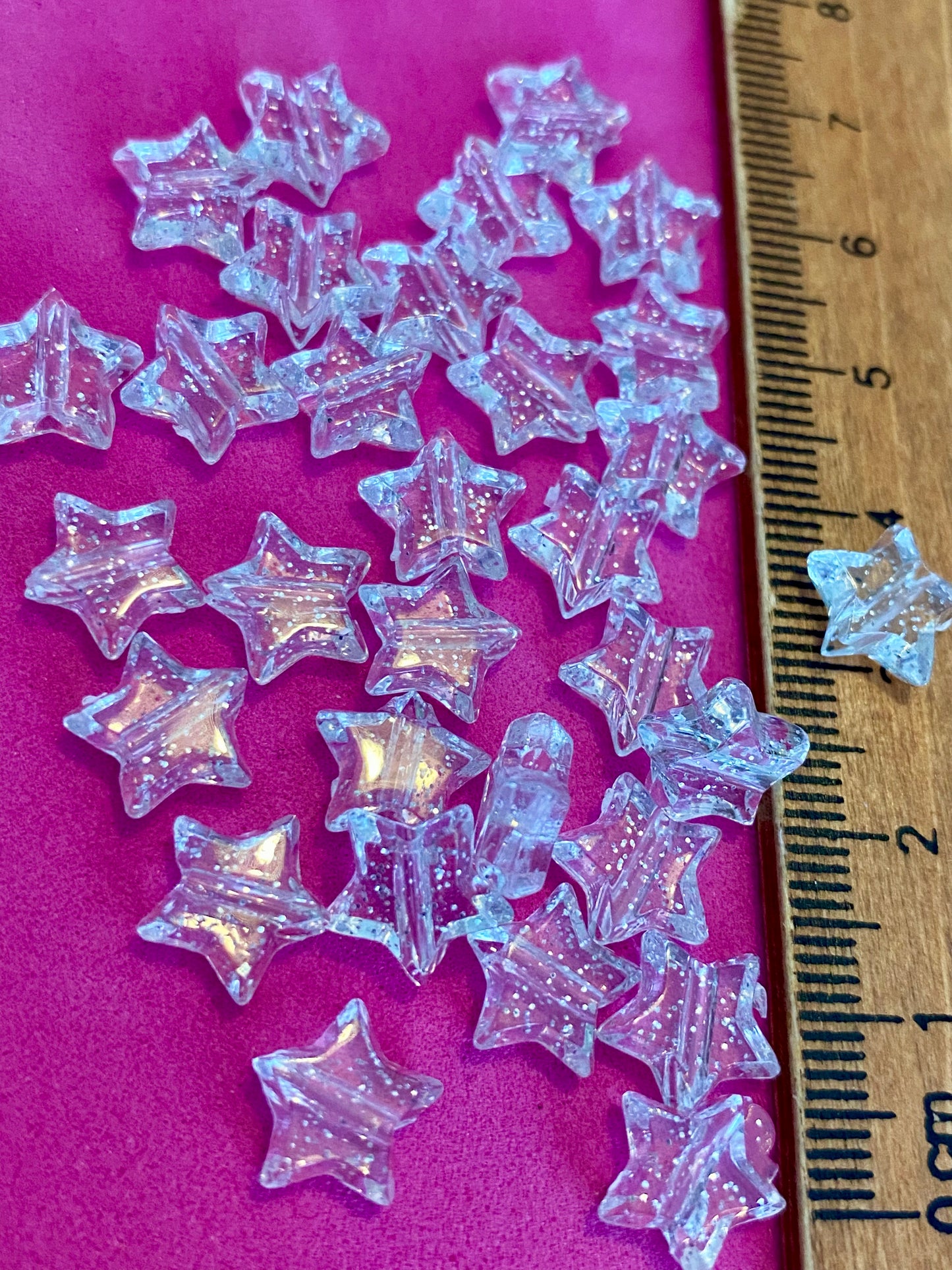 30 x Sparkle Clear Star Bead 10mm