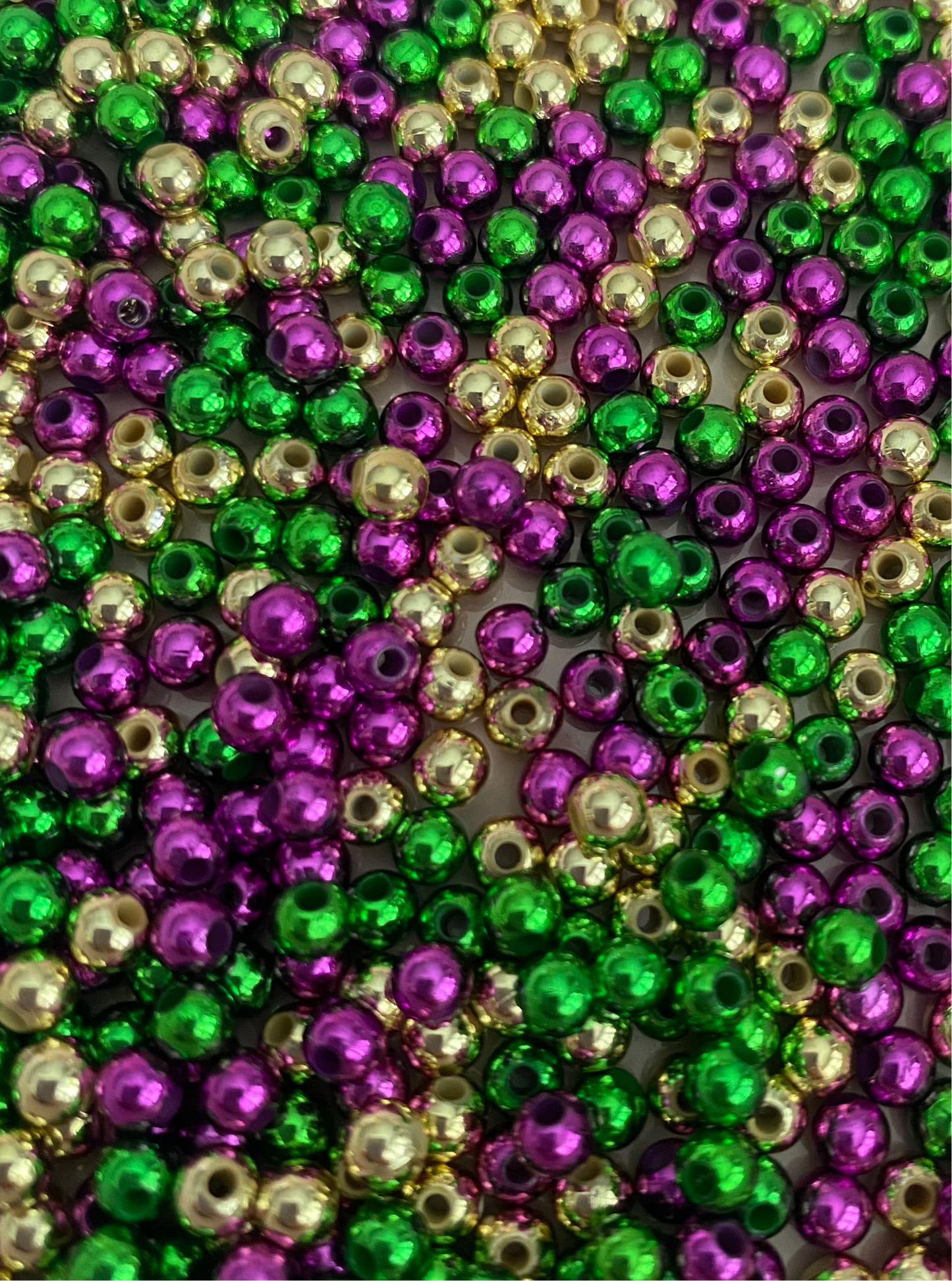 100 x 4mm Mardi Gras Coloured Beads