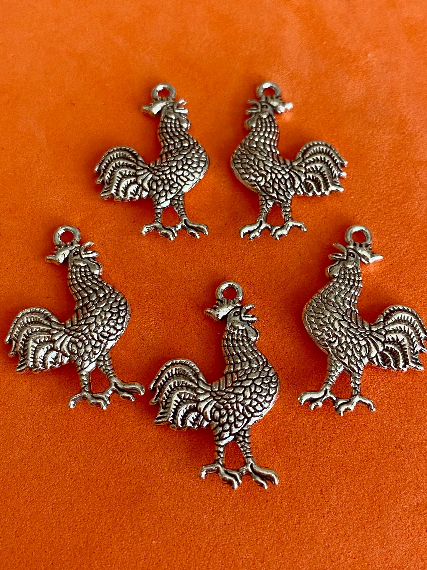 Chicken cockerel silver charms jewellery keychains 