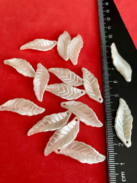 15 x 30mm Faux Pearl Leaf Beads Suitable for crafting Jewellery Making .