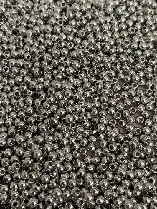 100 x 3mm Silver Coloured Beads