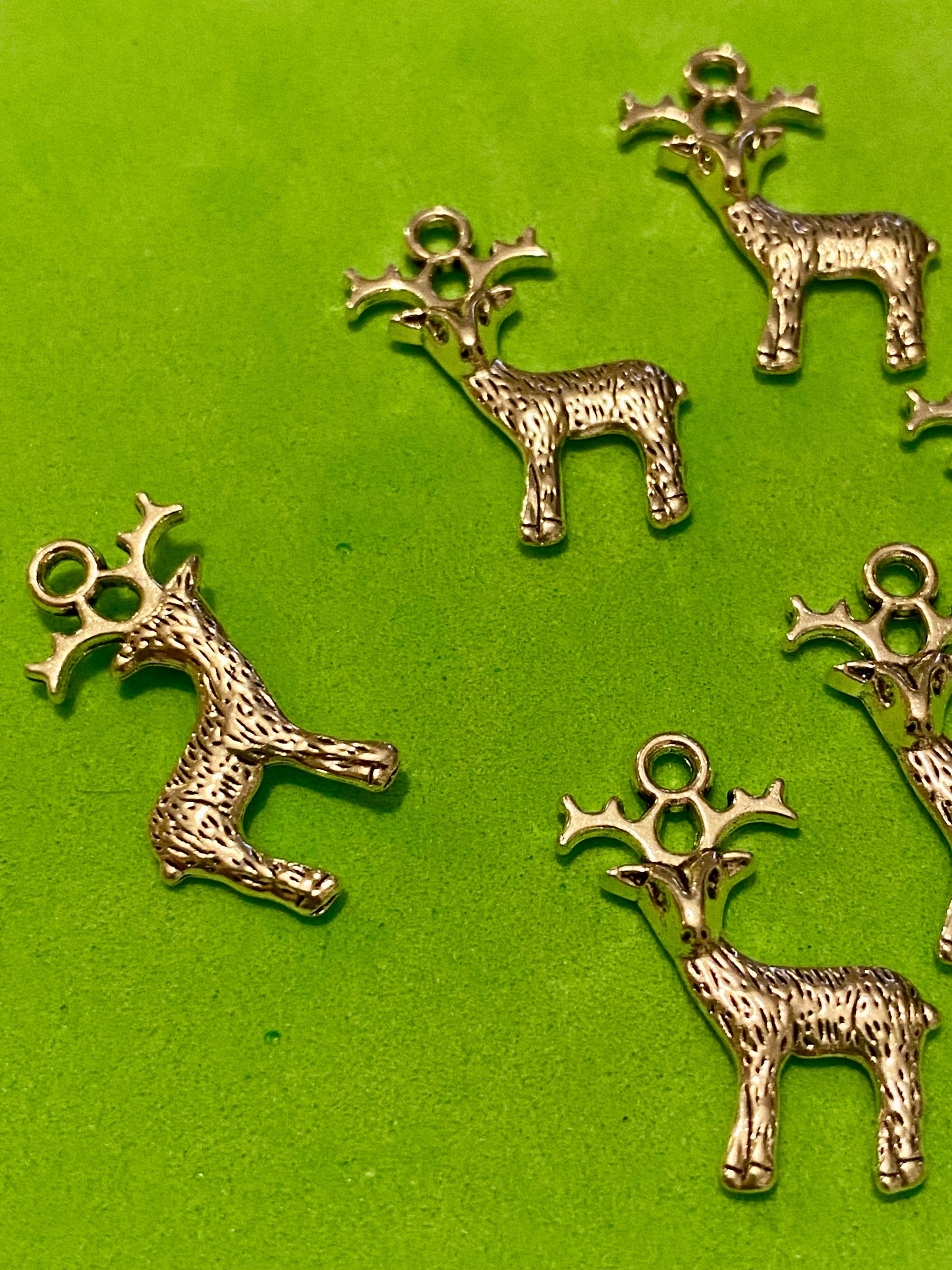 6 Silver coloured Reindeer Charms 24mm by 12mm