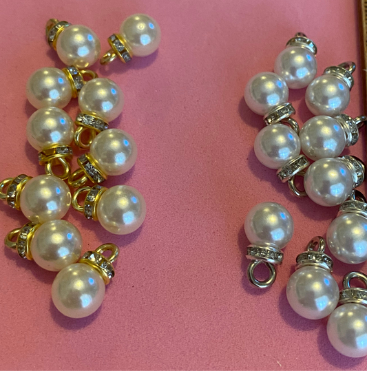 10 Gold or Silver Coloured Pearl & Diamante