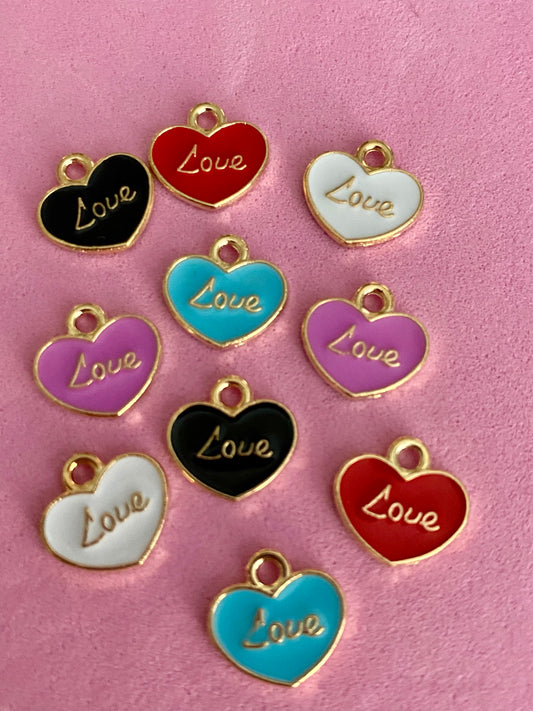 Love hearts coloured hearts charms hearts jewellery 