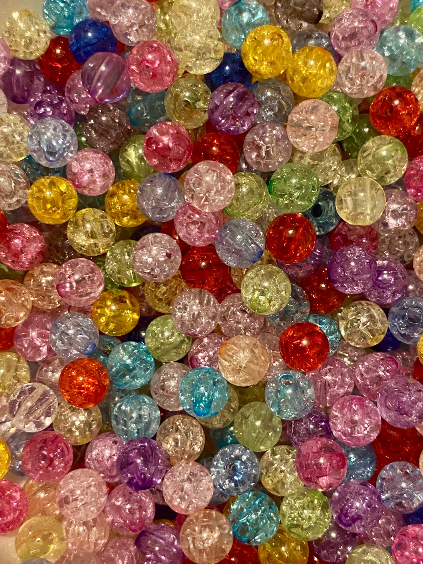 50 Multicoloured Crackle Beads 8mm