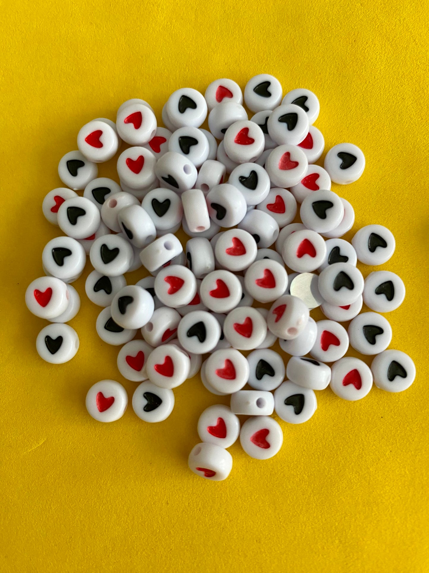 100 x 6mm Beads with Hearts for Diy Jewellery