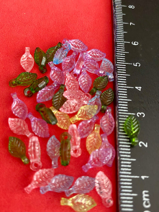 45 Mini Multicoloured Leaf Beads 10mm