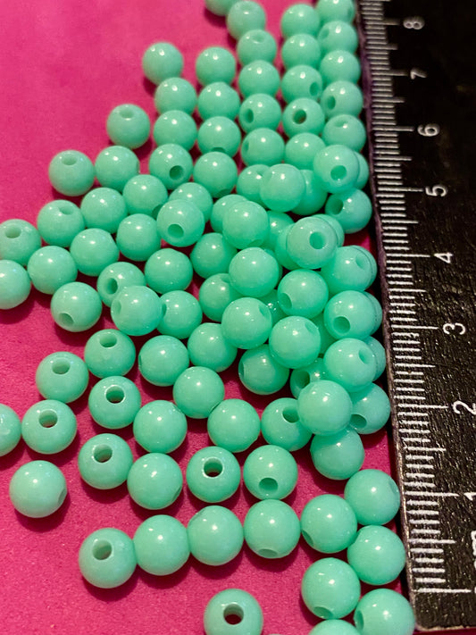 100 x 6mm Turquoise Coloured Beads