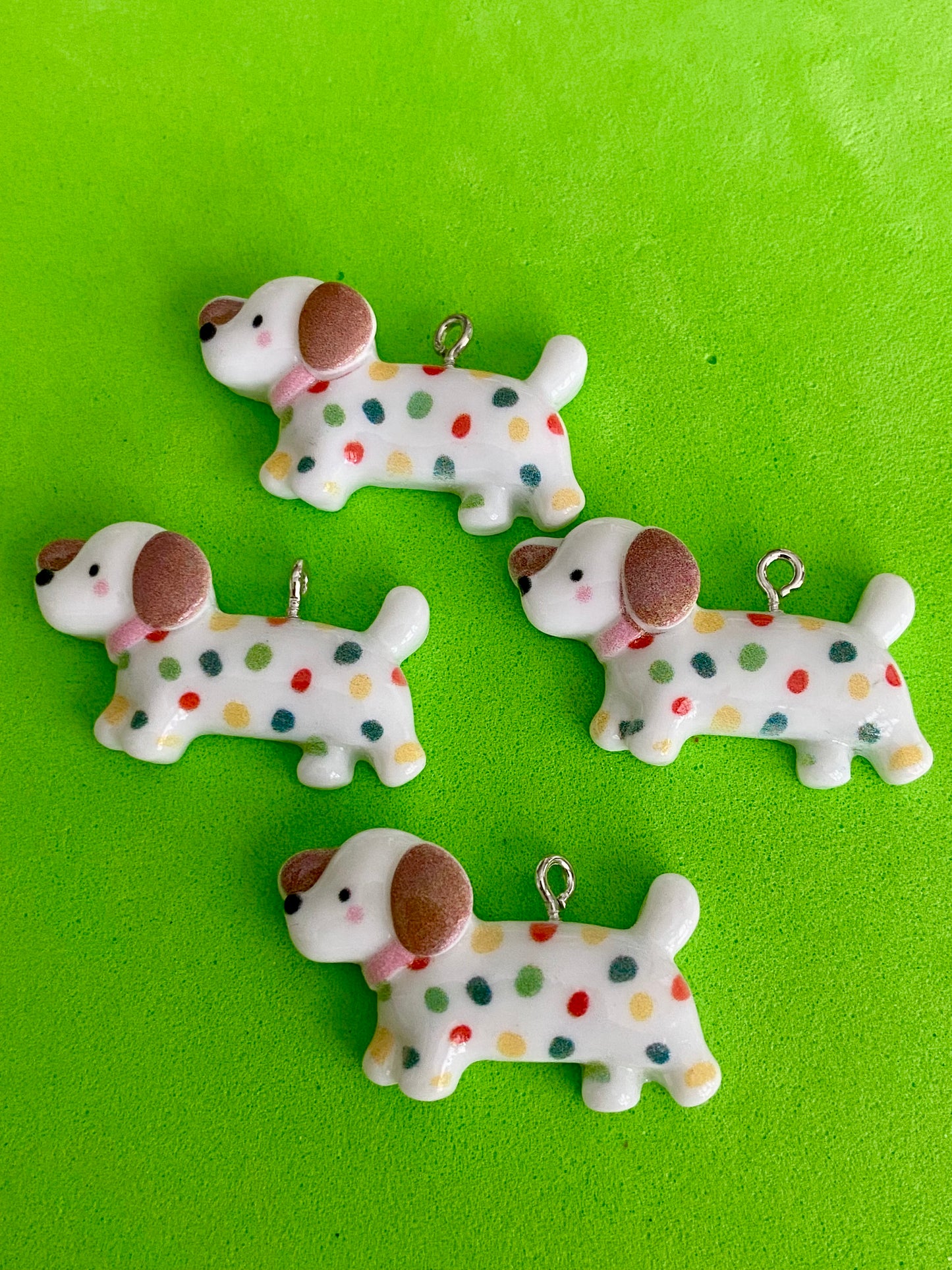 4 Super Spotty Puppy Dog Charms 32mm