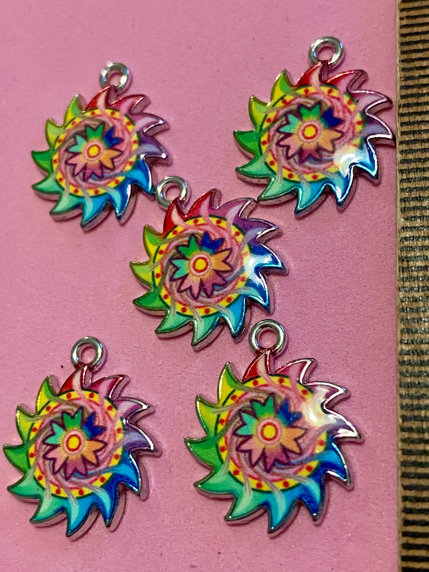 5 Multicoloured Sun Charms