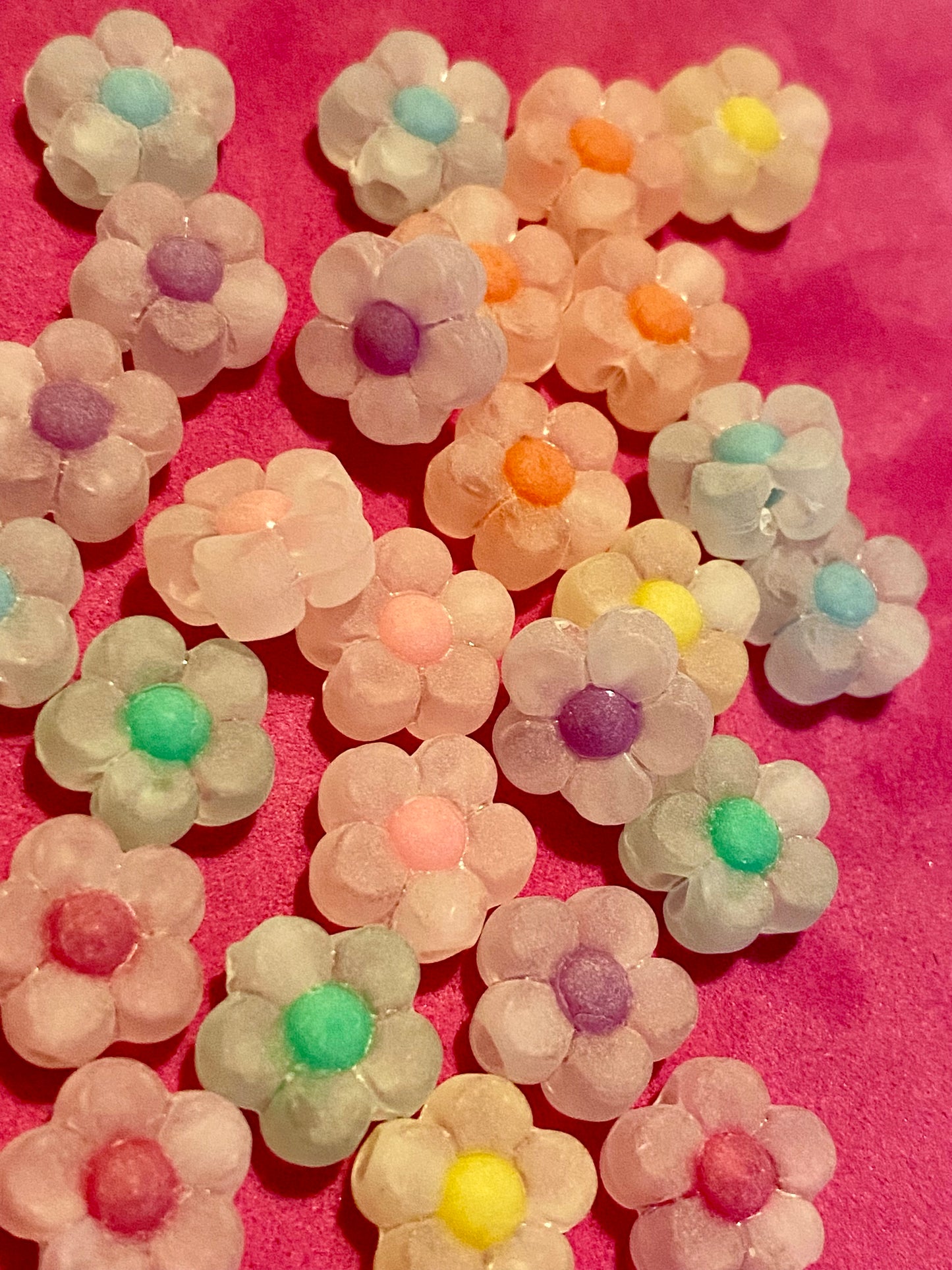 30 x Frosted Coloured Flower Beads 12mm