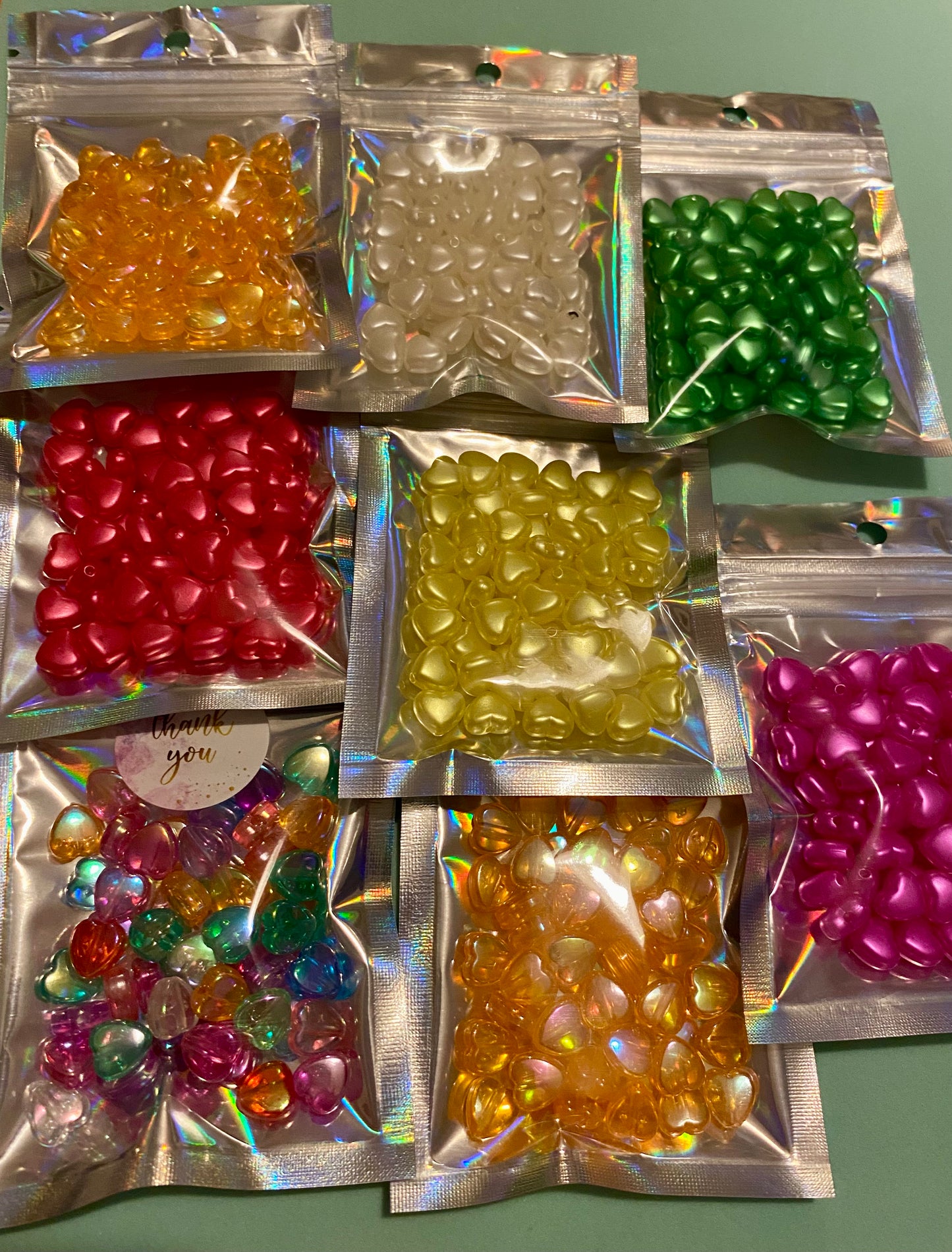 50 x Heart Shaped Beads Choose from 7 Colours