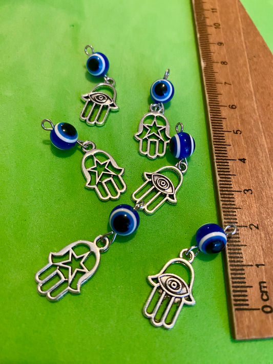 6 x Hamas Protected hand Charms and Beads