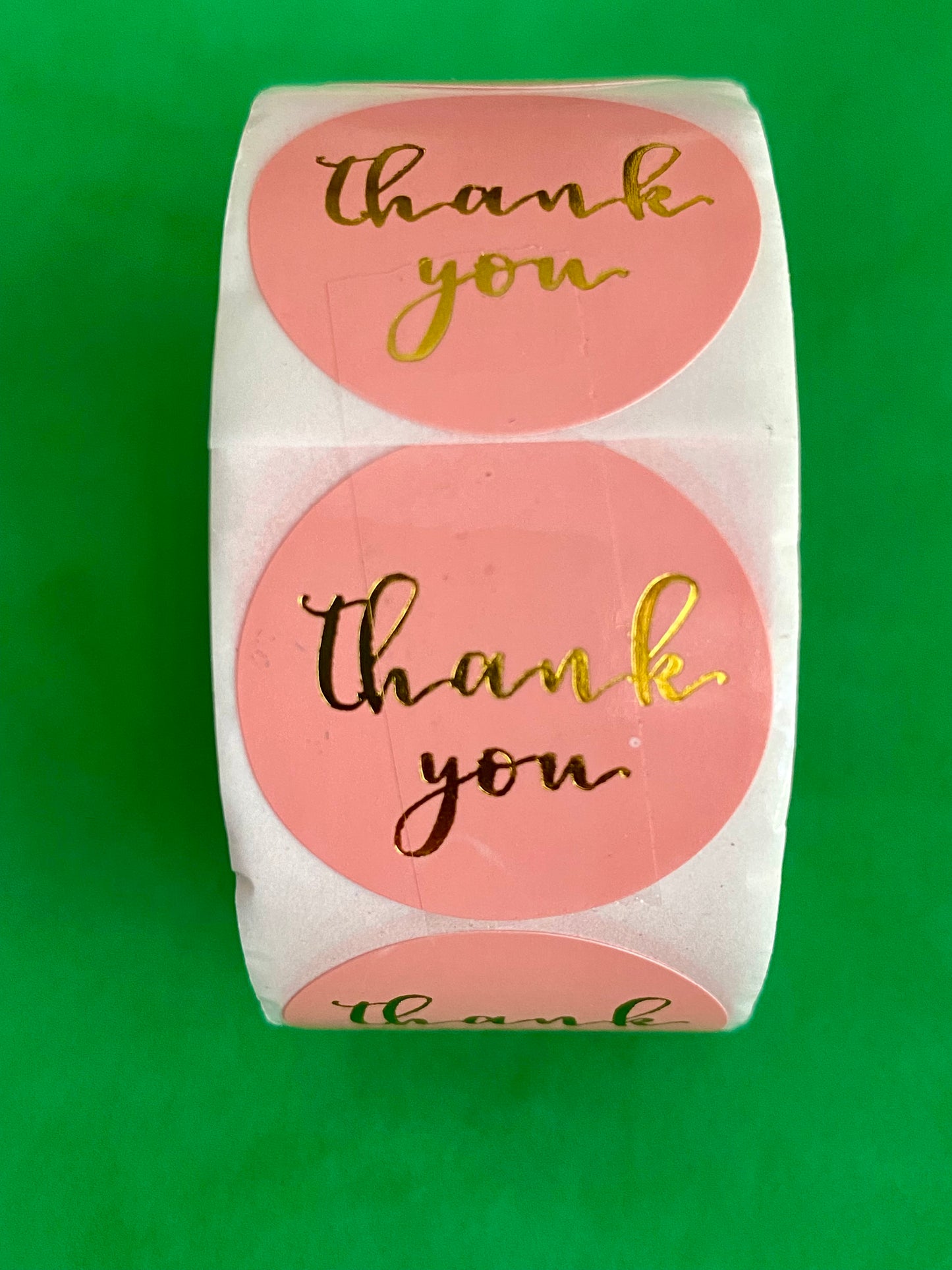 Thank you stickers pink gold packaging 