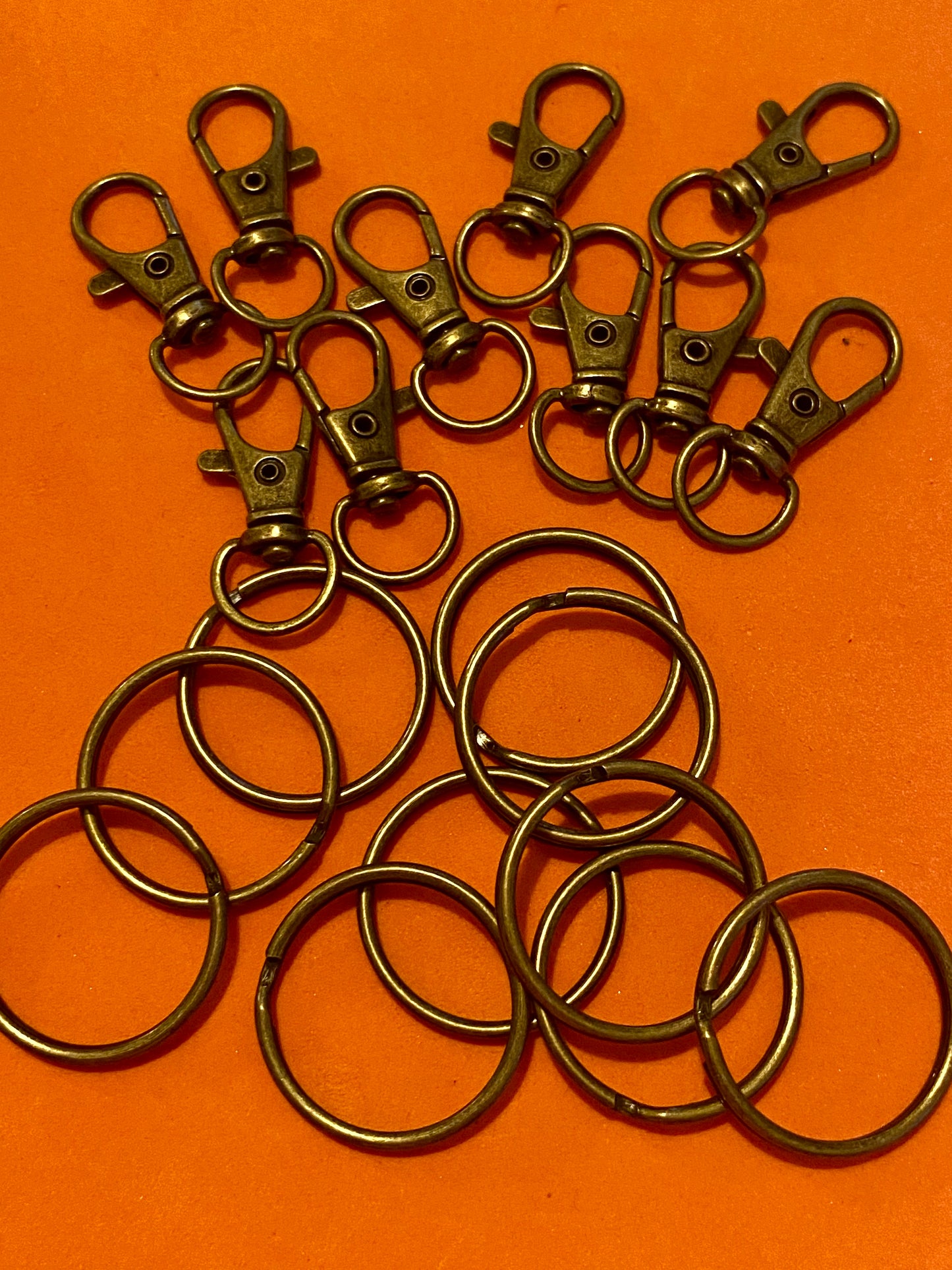 10 x Lobster Claw Swivel Keyring’s Bronze Colour 22mm Split Rings