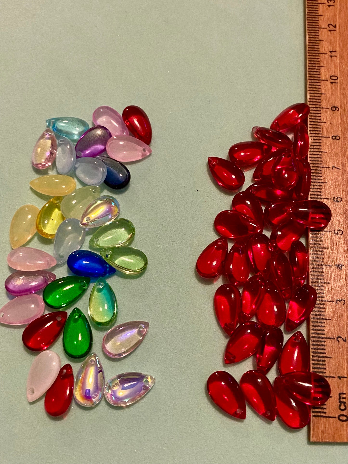 30 Glass Beads Red or Multicoloured 12mm