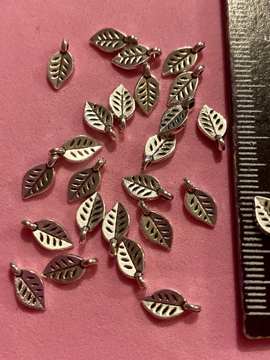 25 Silver Metal Leaf Beads 10mm Suitable for Jewellery and  Crafting