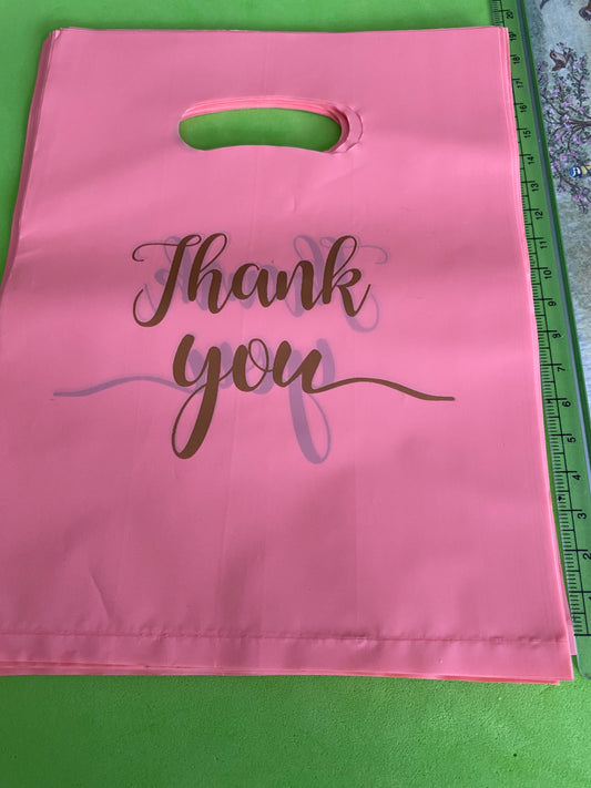 40 Pink and Gold Carrier Bags 19cm by 15cm