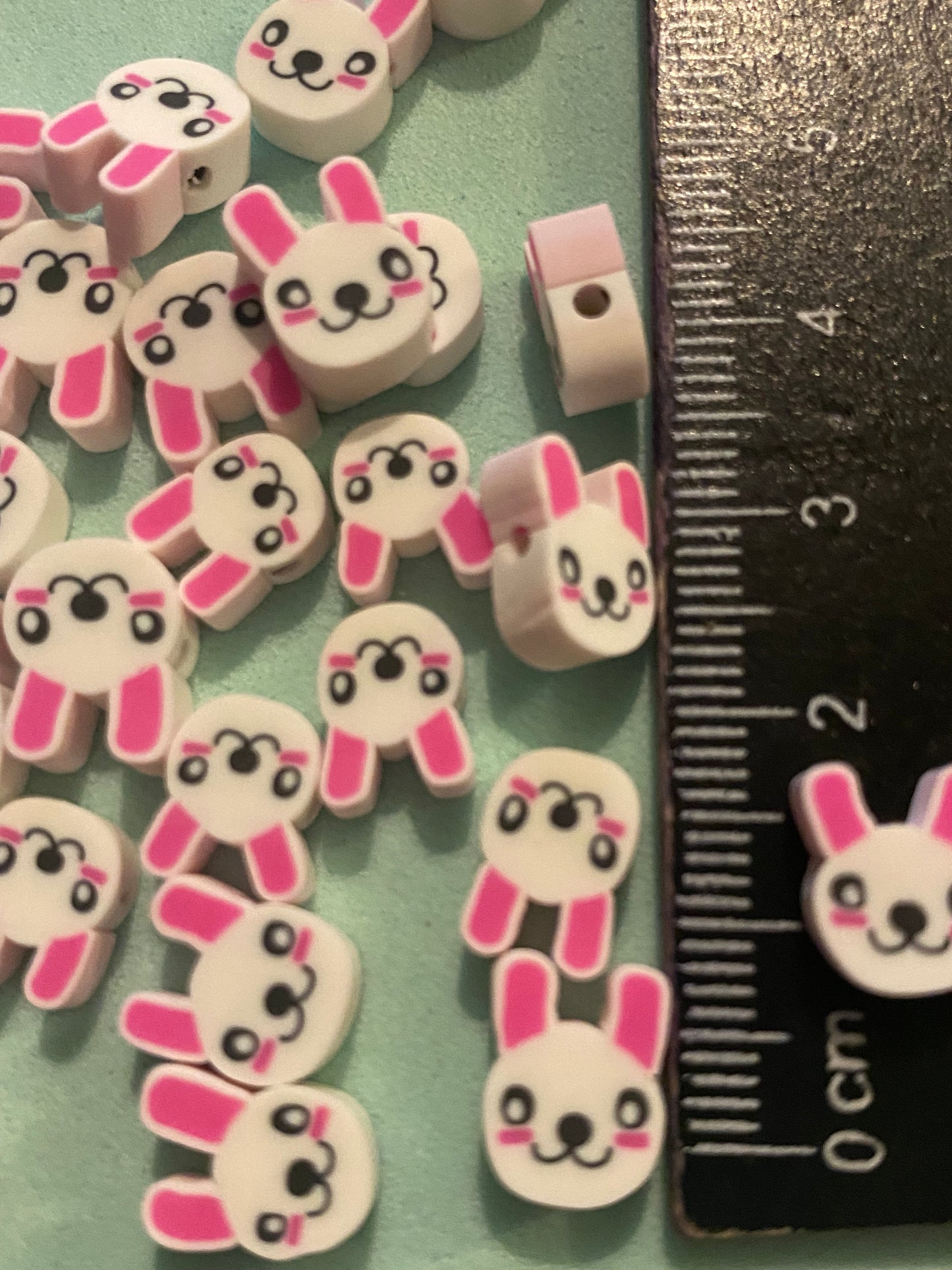 24 x Polymer Clay Rabbit Beads Suitable for Jewellery making and Crafting