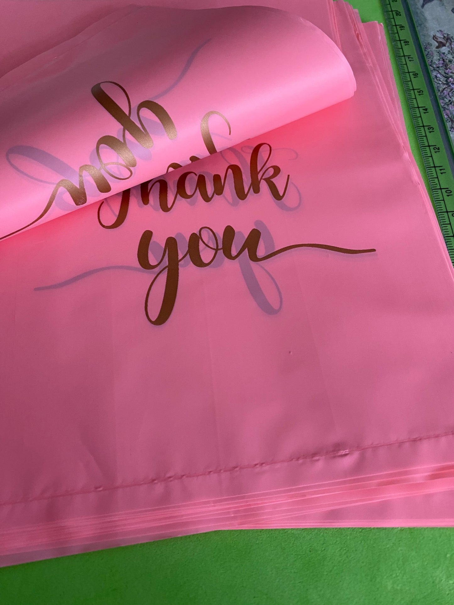 40 Pink and Gold Carrier Bags 19cm by 15cm