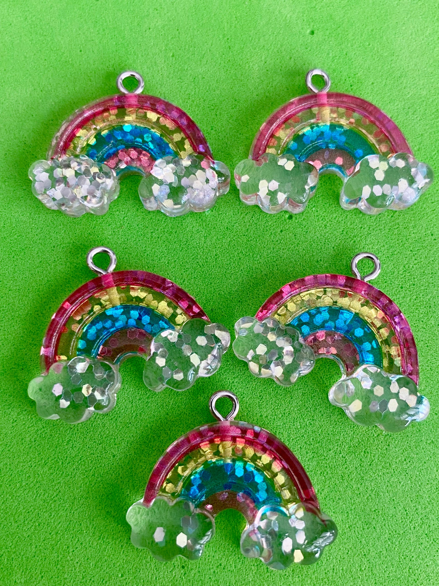 5 x Rainbow Sparkle Charms