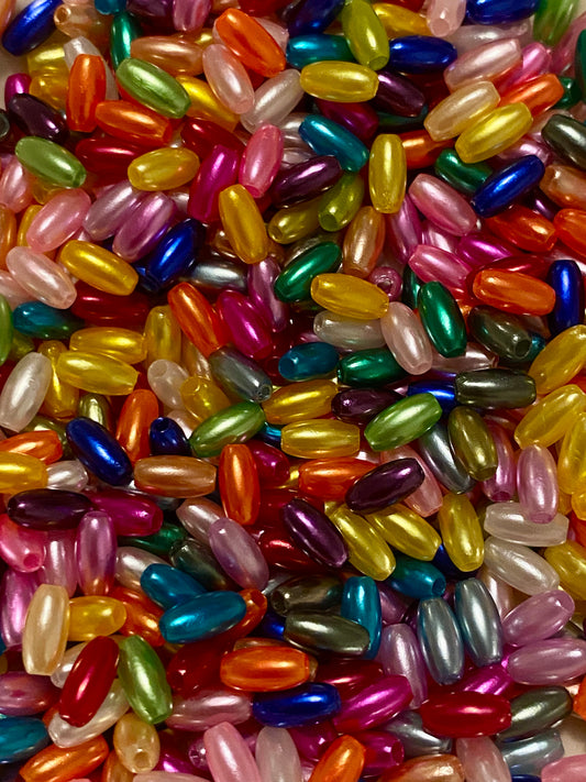 100 x Oval Multicoloured Beads 8mm