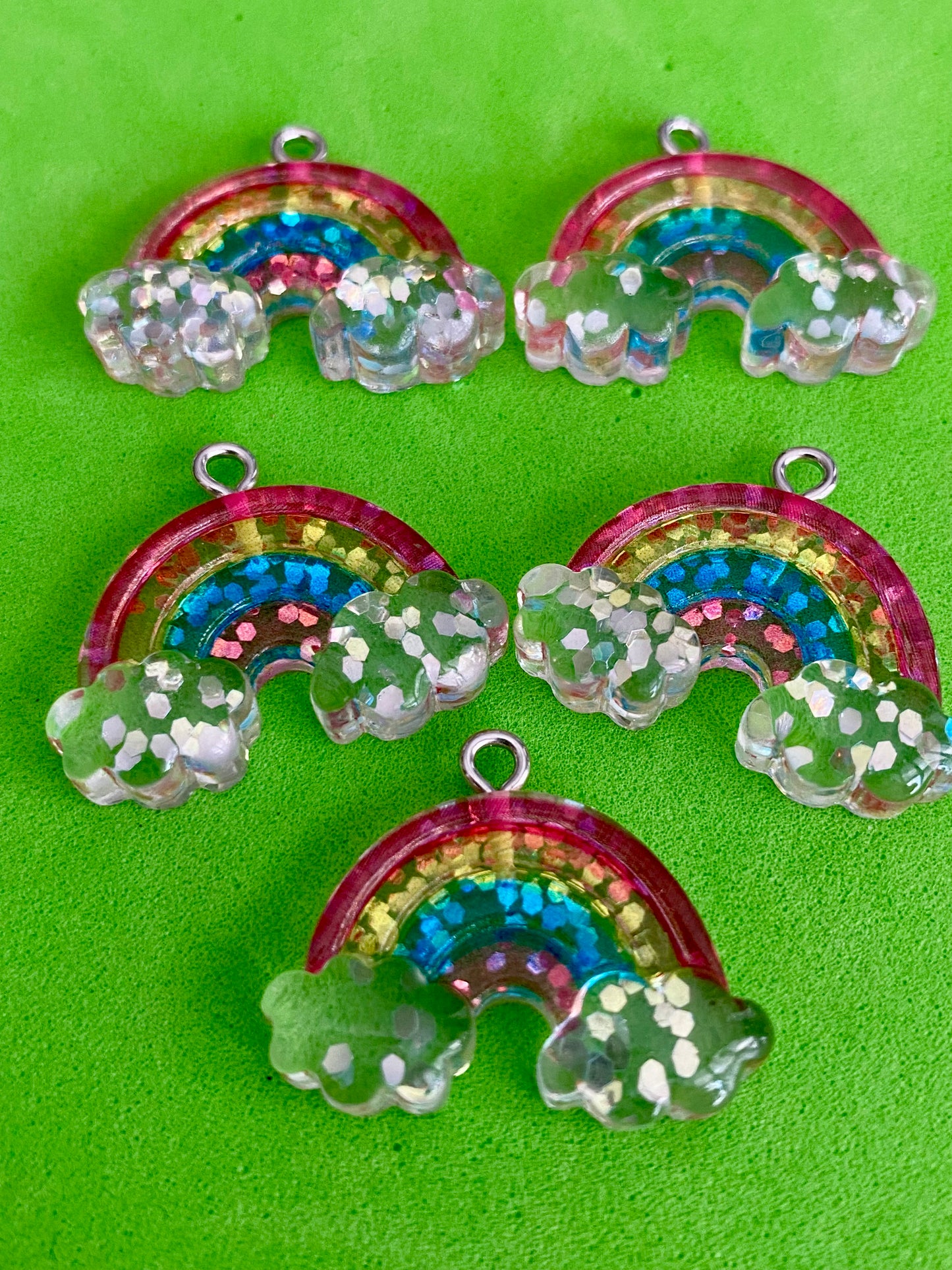 Rainbow glitter charms multi colours 