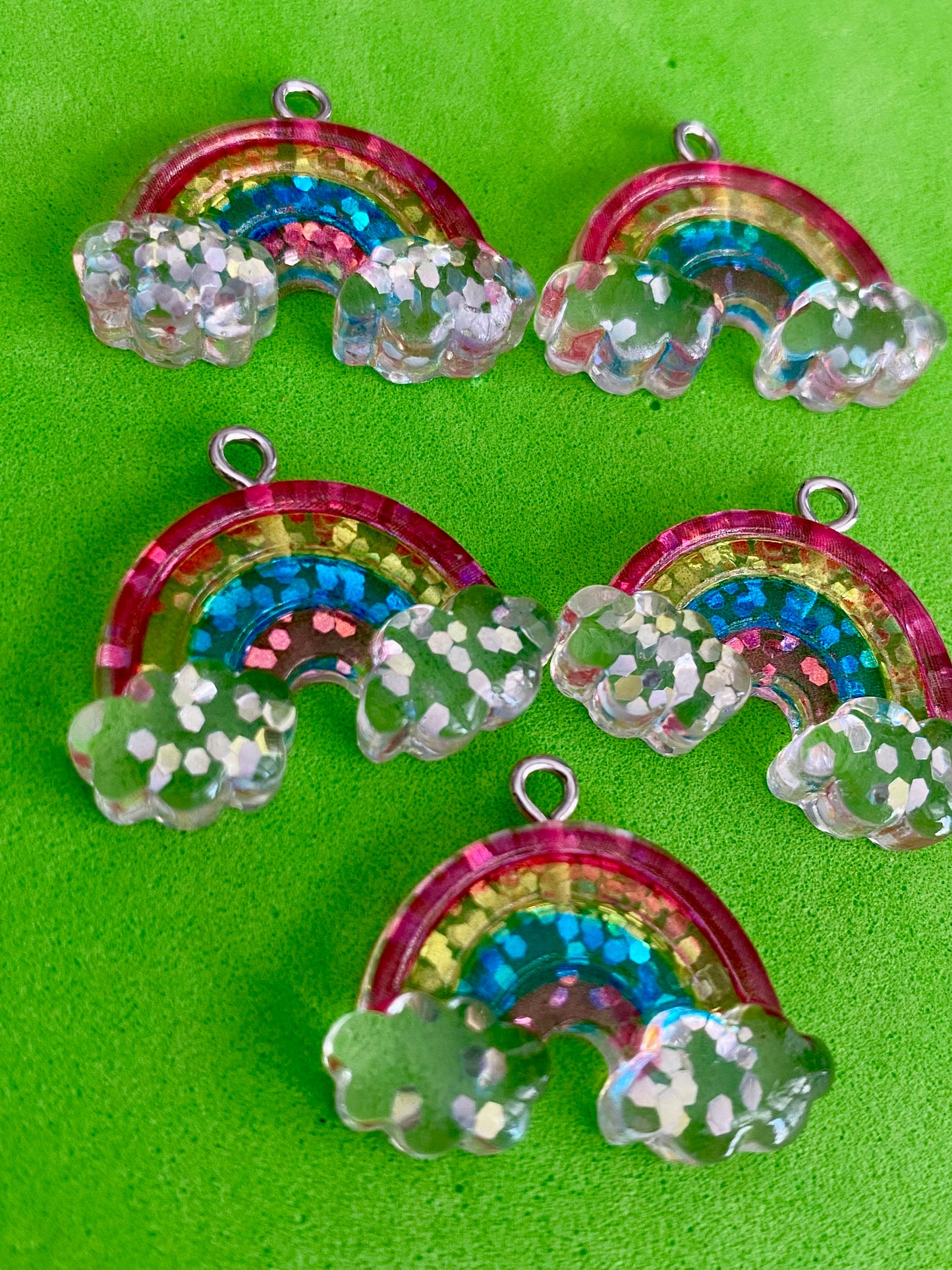 5 x Rainbow Sparkle Charms