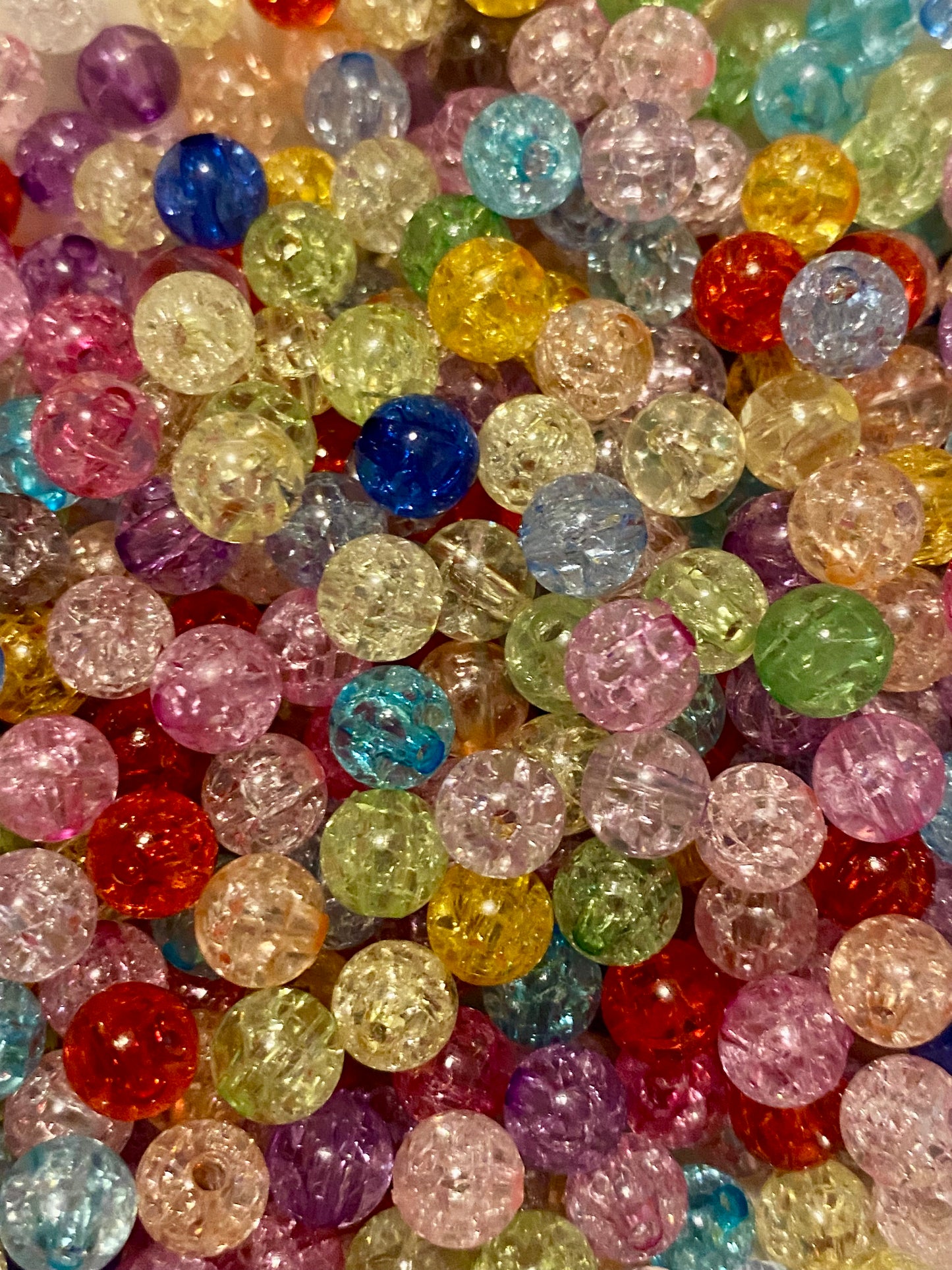 50 Multicoloured Crackle Beads 8mm