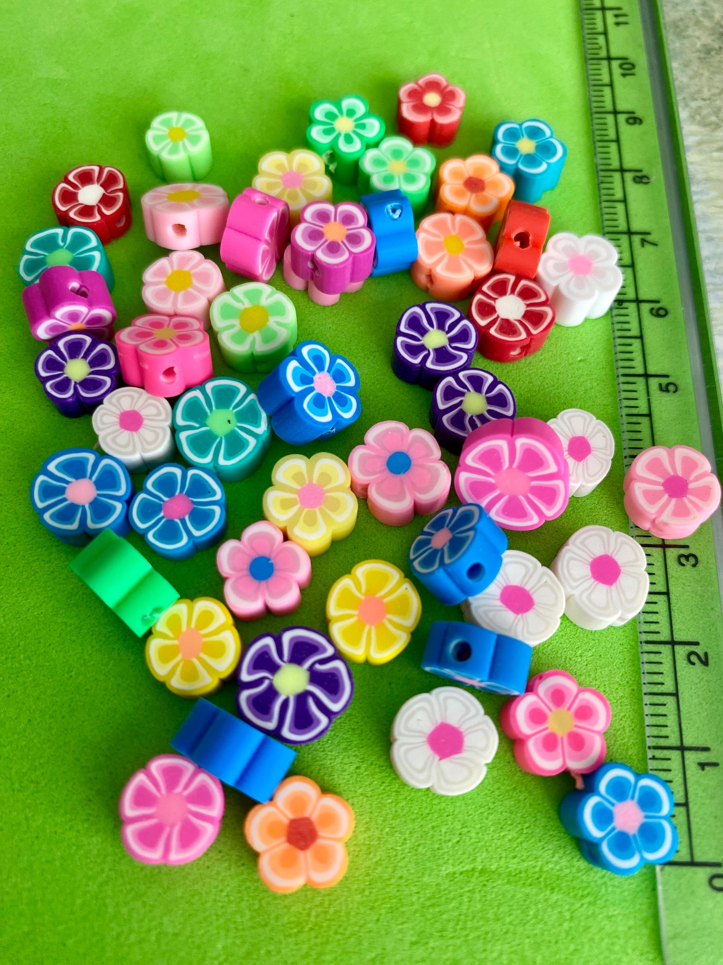 50 x Polymer Clay Flower Beas suitable for jewellery and crafting