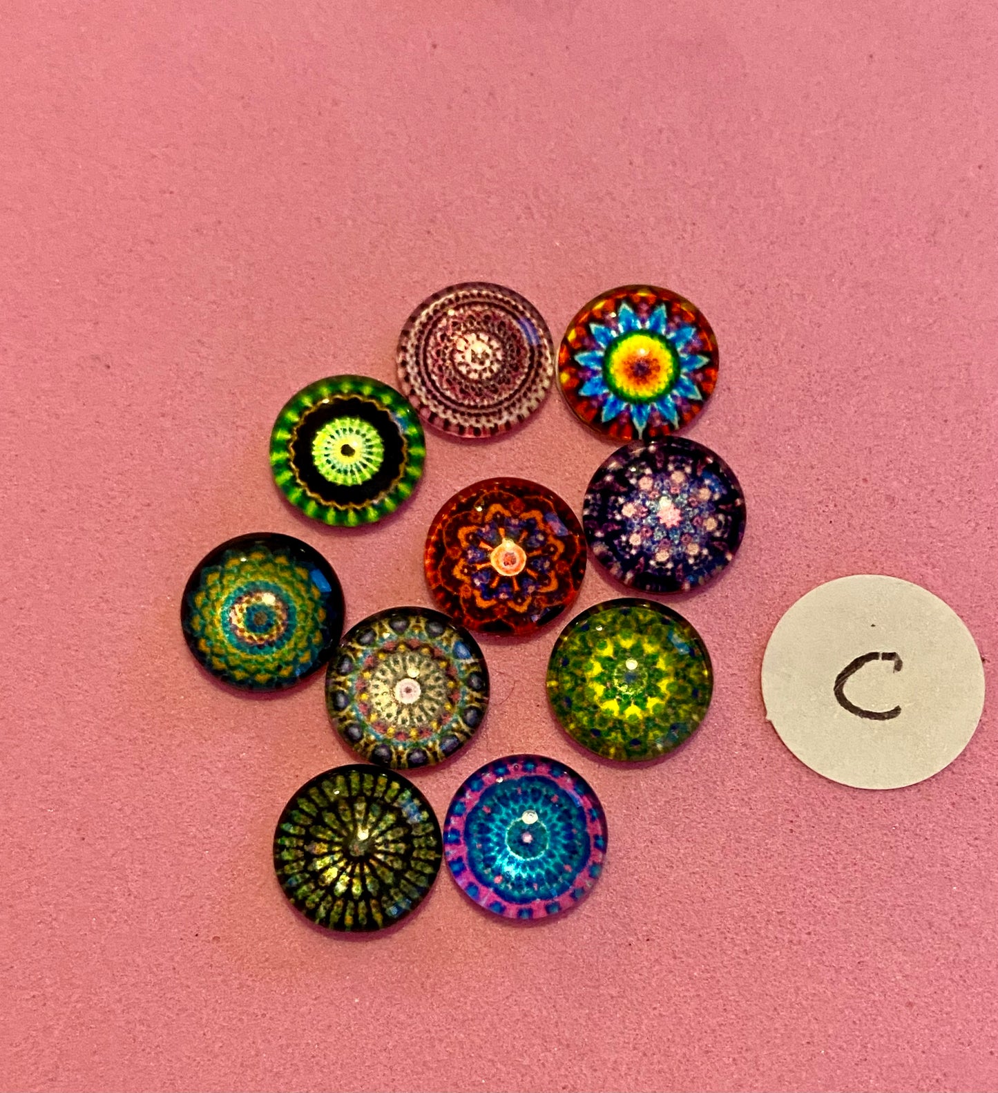 10 x Assorted Glass Domed Cabochon’s 10mm