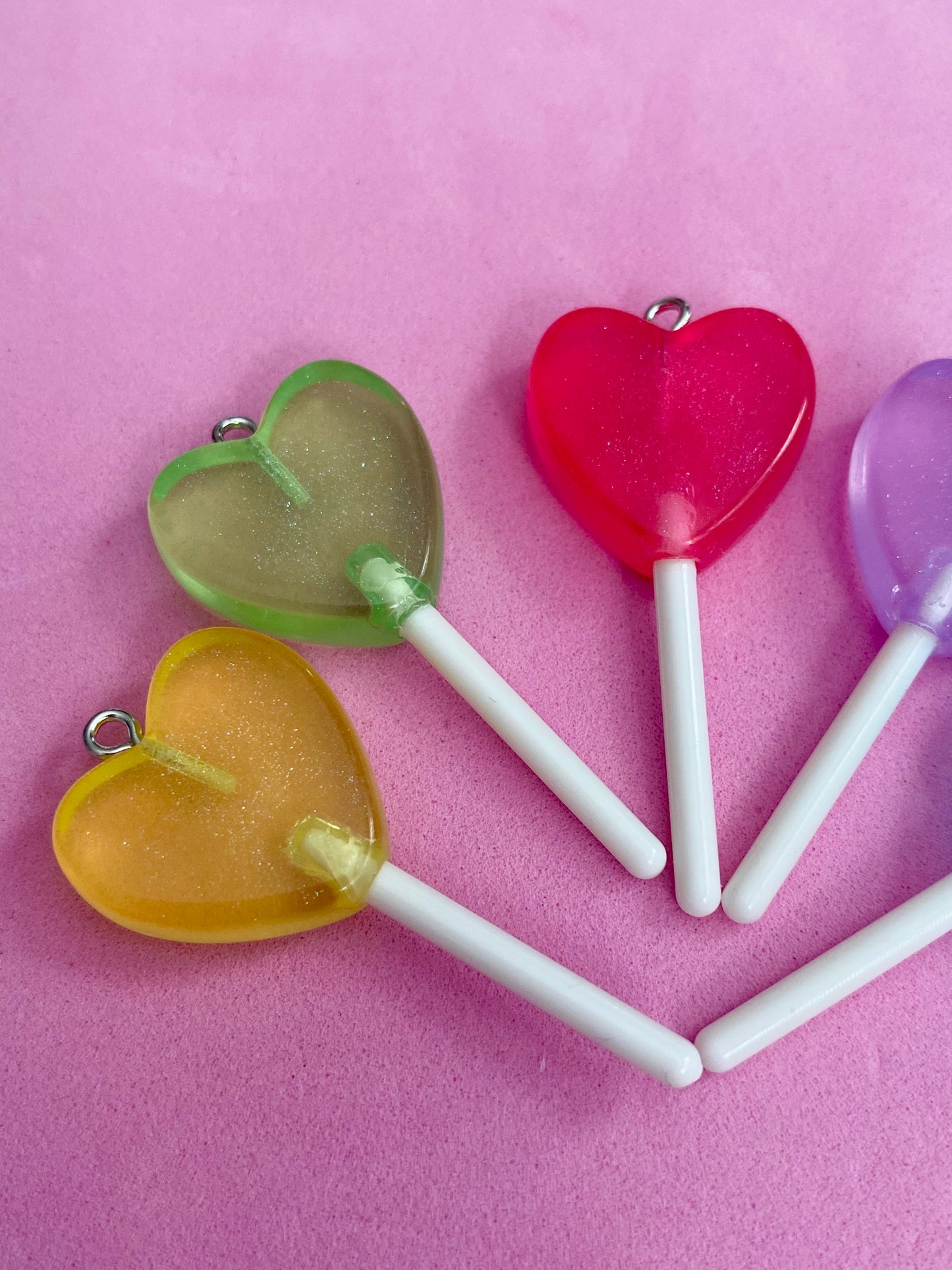 5 Assorted ColouredHeart Shape Lollipop Charms