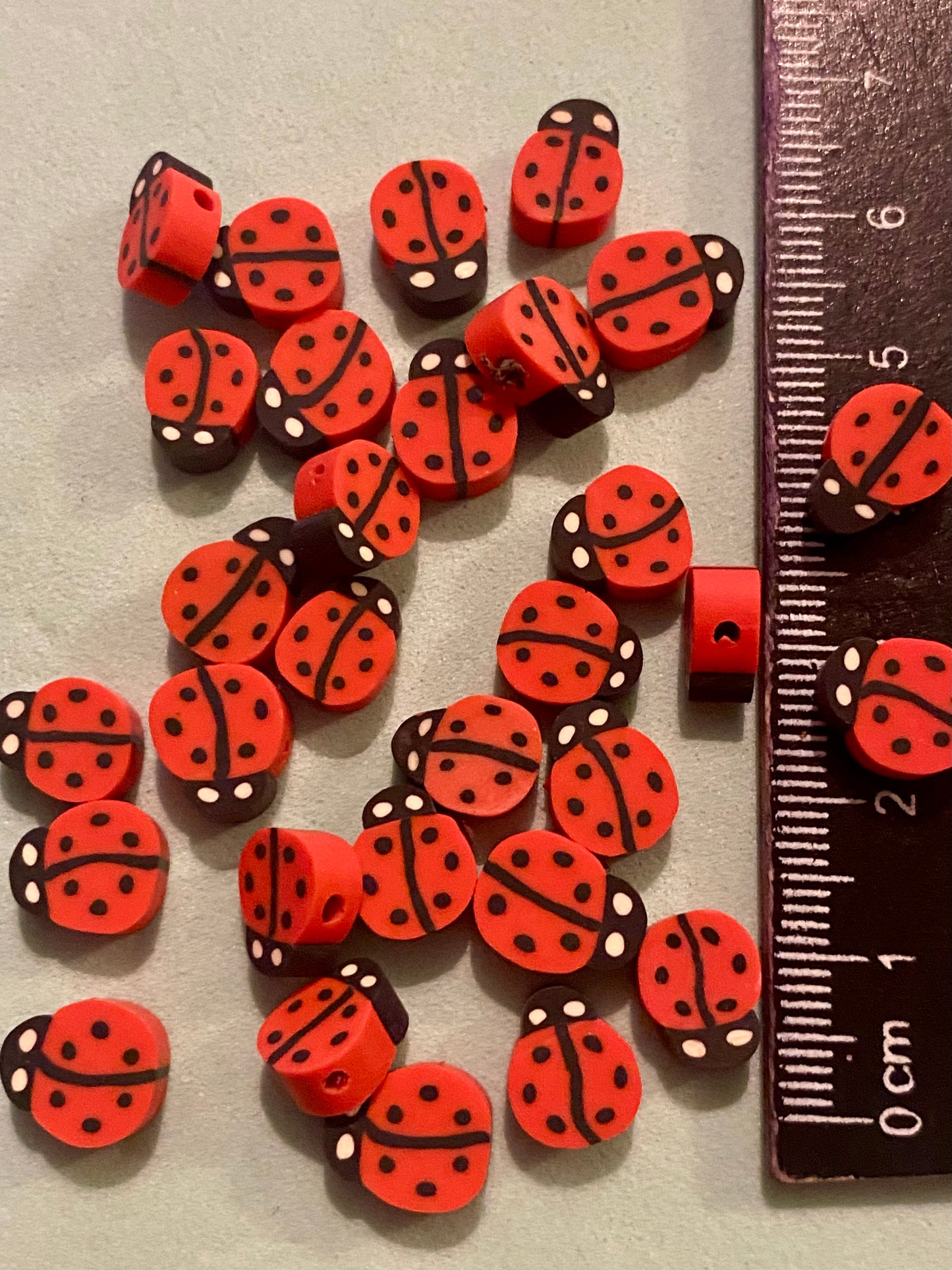 30 Ladybug Polymer Clay Beads Suitable for jewellery and Crating