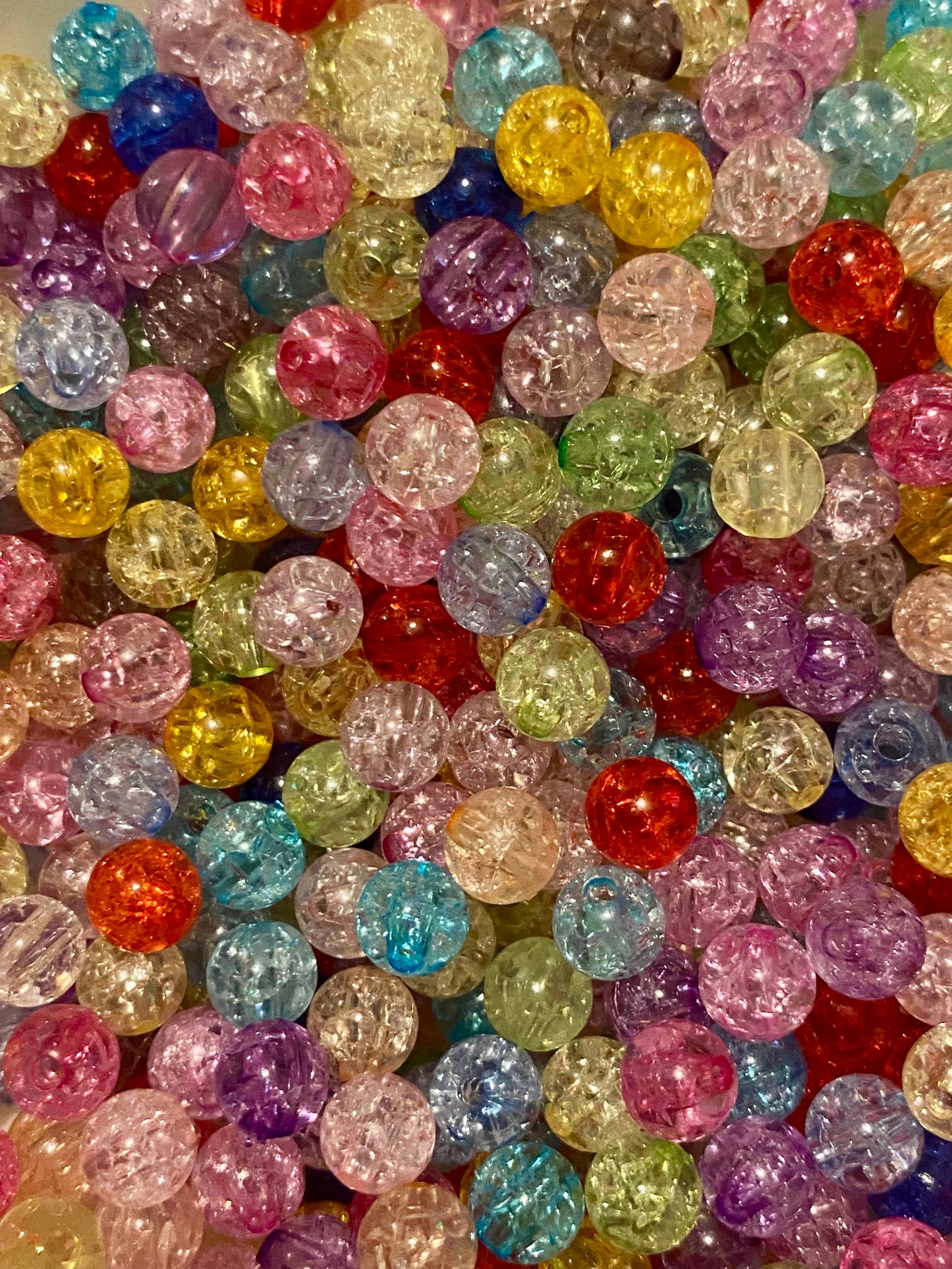 50 Multicoloured Crackle Beads 8mm