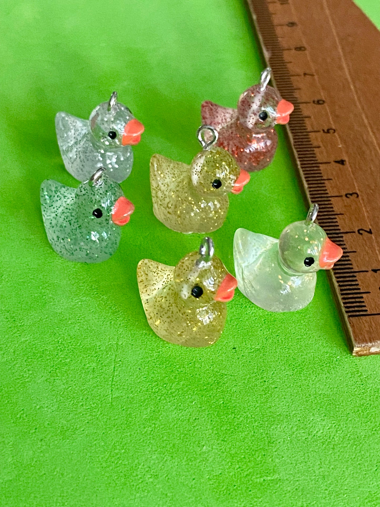 5 Super Cute Assorted Coloured Duck Charms