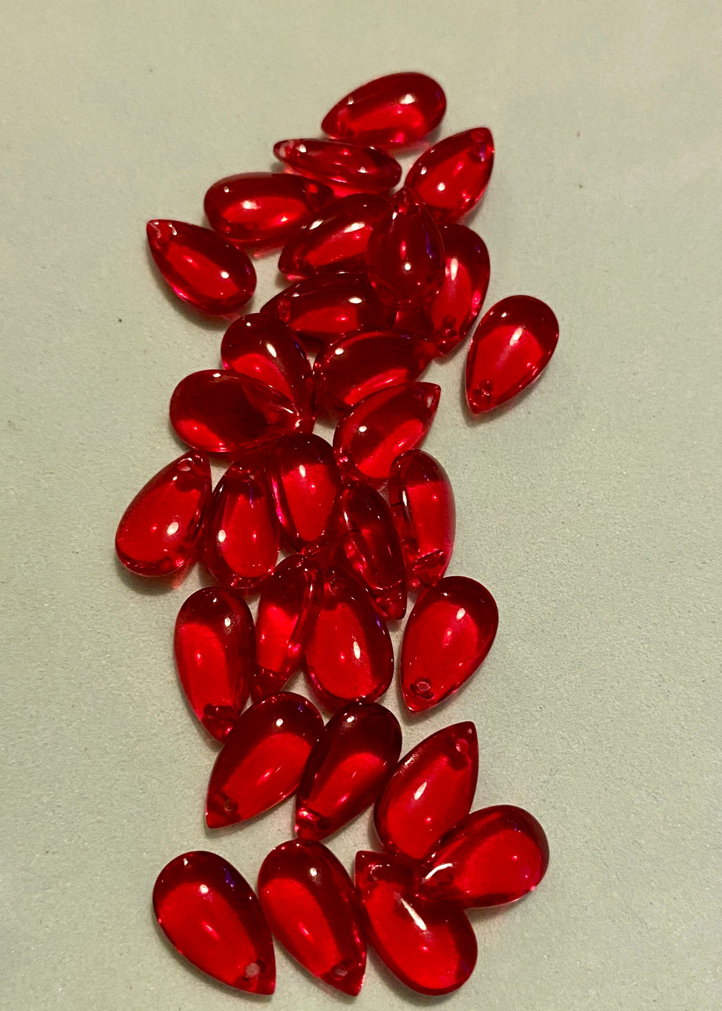 30 Glass Beads Red or Multicoloured 12mm