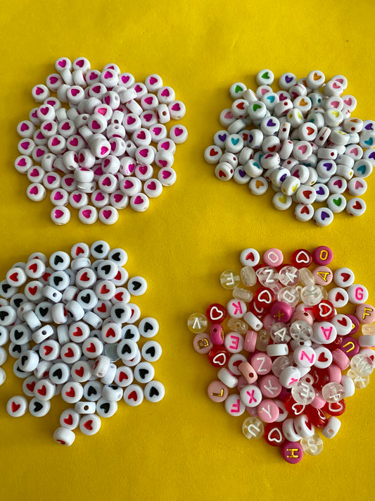 100 x 6mm Beads with Hearts for Diy Jewellery